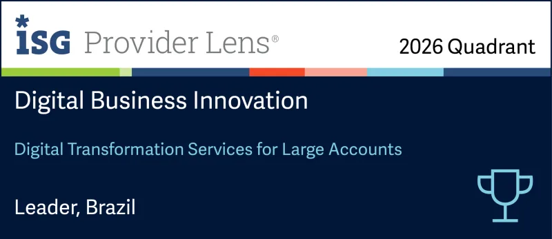 Quadrante ISG Provider Lens 2026 de Digital Transformation Services for Large Accounts, com a BRQ na região de líderes